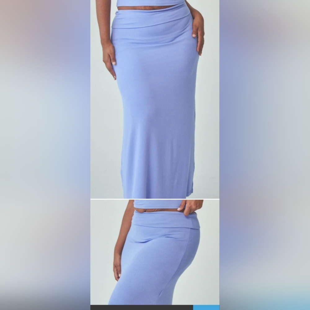 Klassy Network Plus Size 2 PCs Ribbed Maxi Skirt and Halter Top 3x Peri Winkle